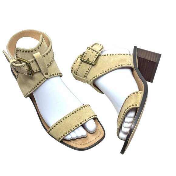 Banana‎ Republic Daze Sand Suede Studded Ankle Strap Block Heel Sandal - Picture 11 of 11